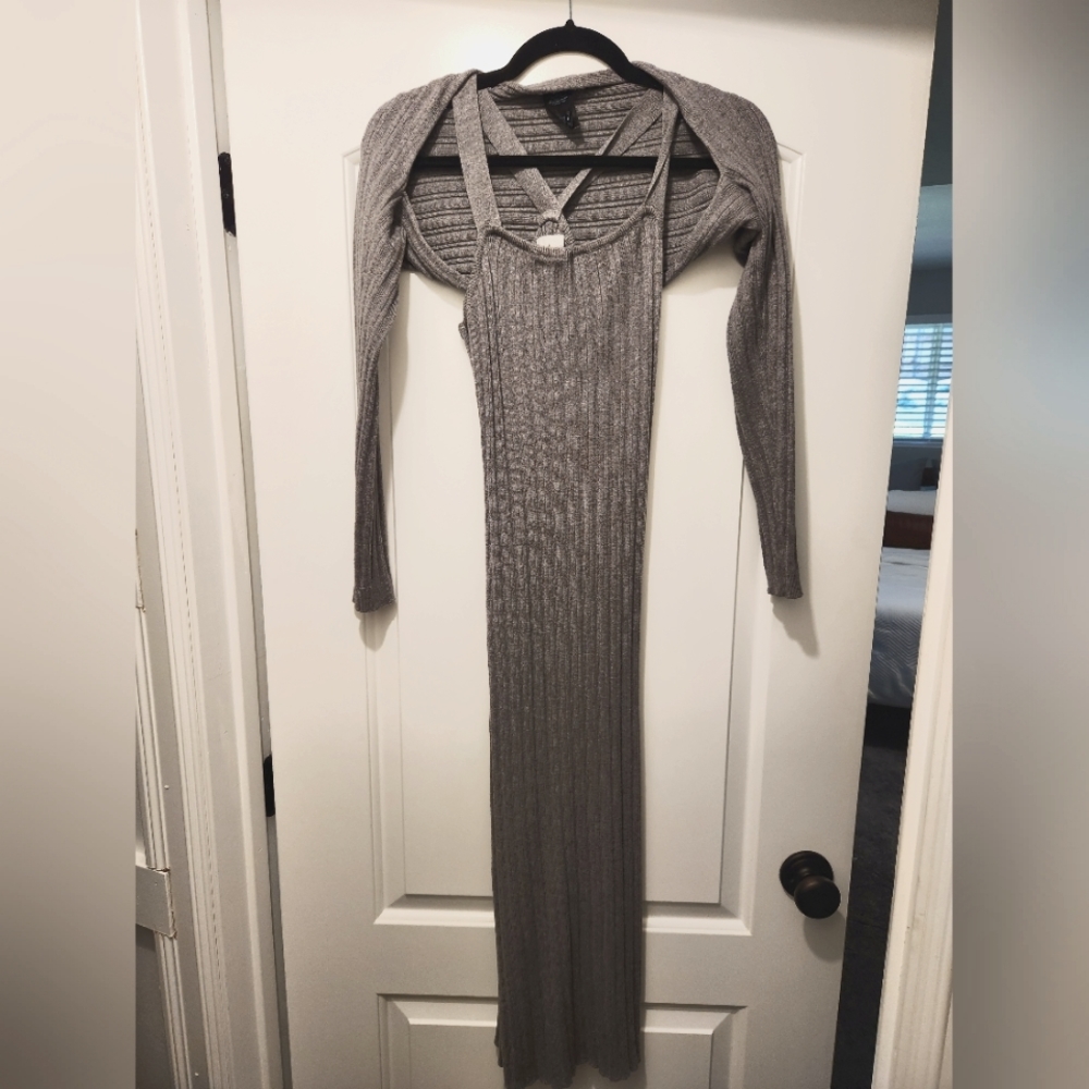 Heartloom Grey ribbed dress with separate jacket